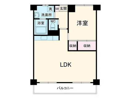 高木コーポ(1LDK/3階)の間取り写真
