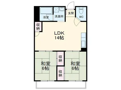 グレイスSONEⅡ(2LDK/4階)の間取り写真