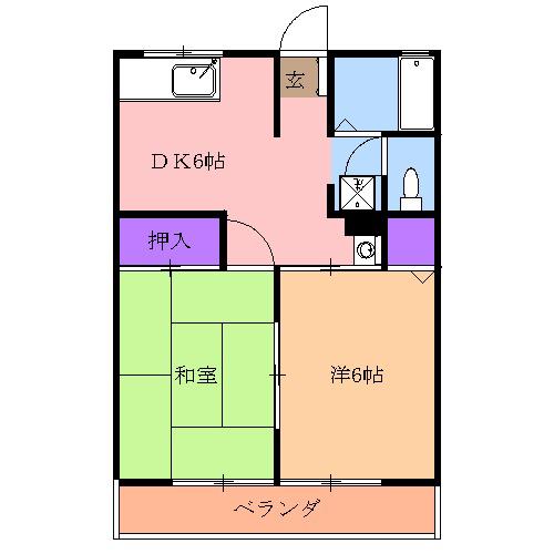 グリーンフラットA(2DK/2階)の間取り写真