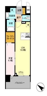 DEARESTⅢ(1LDK/8階)の間取り写真
