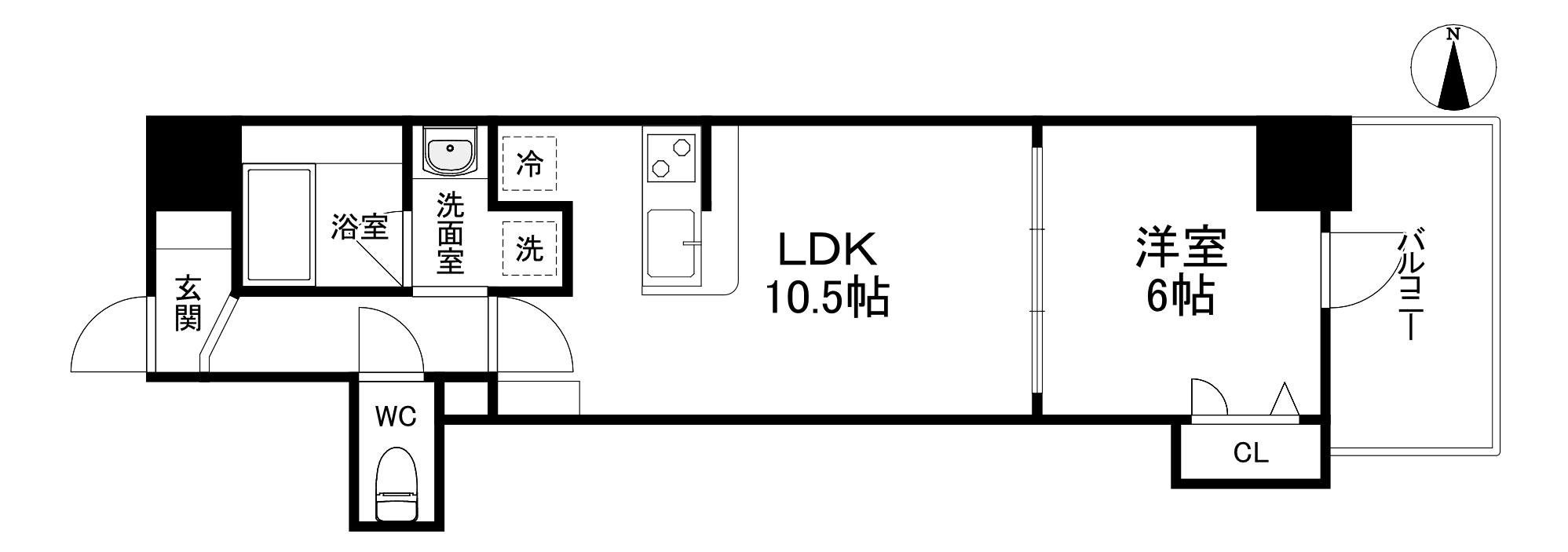 リアライズ天満橋(1LDK/12階)の間取り写真