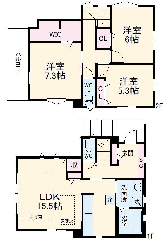 東急田園都市線 鷺沼駅 徒歩9分 2階建 築4年(3LDK)の間取り写真