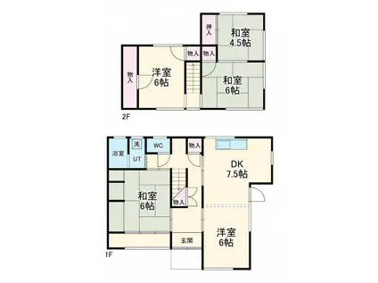 樽見鉄道 北方真桑駅 徒歩39分 2階建 築48年(5DK)の間取り写真