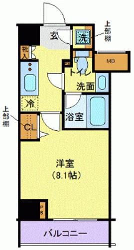 XEBEC赤羽(1K/8階)の間取り写真