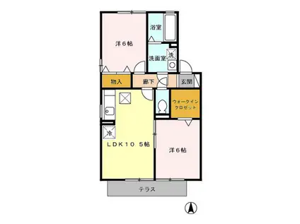 カームリーⅡ(2LDK/1階)の間取り写真