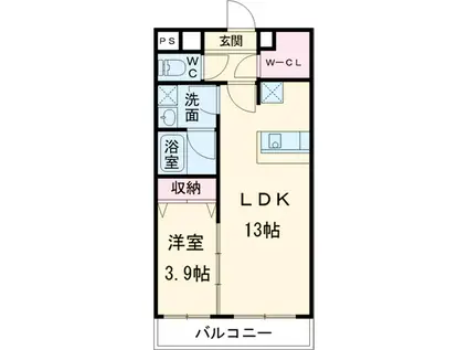 SEVEN FOUR(1LDK/3階)の間取り写真