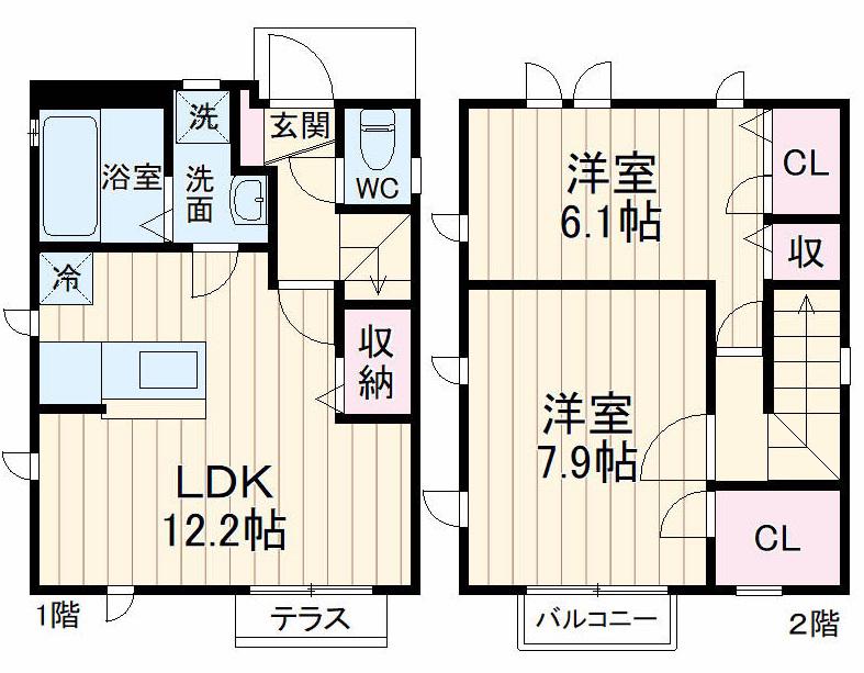 名鉄各務原線 田神駅 徒歩10分 2階建 築14年(2LDK)の間取り写真