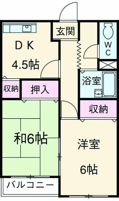 オリンファーム Ⅰ(2DK/2階)の間取り写真