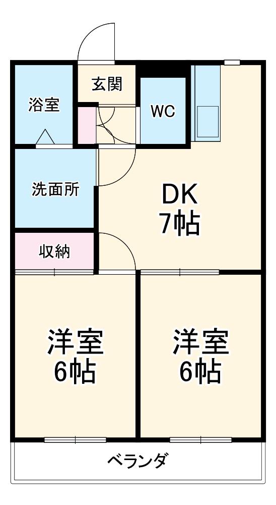 マ・シェリー(2DK/1階)の間取り写真
