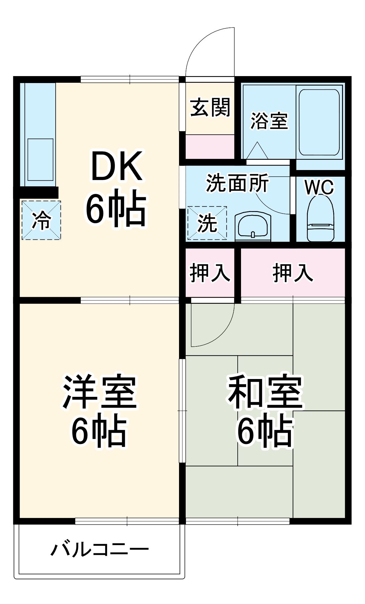 ウエストシティ Ⅰ(2DK/1階)の間取り写真