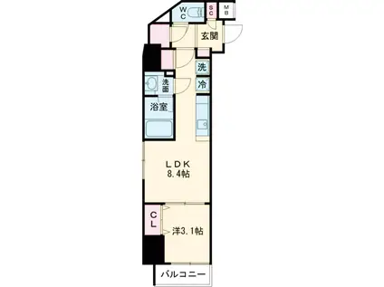 アーバネックス西新宿(1LDK/3階)の間取り写真