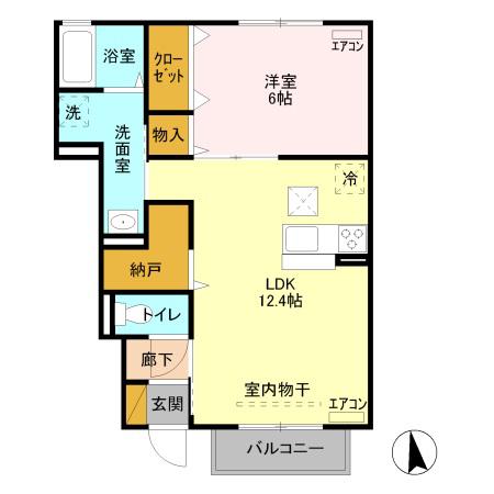 ドルチェ1(1LDK/1階)の間取り写真