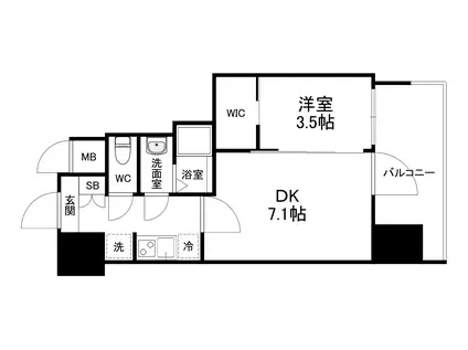 ファーストフィオーレ九条Ⅱ(1DK/4階)の間取り写真