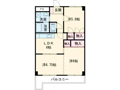 コーポクレサンテーム(3DK/4階)の間取り写真