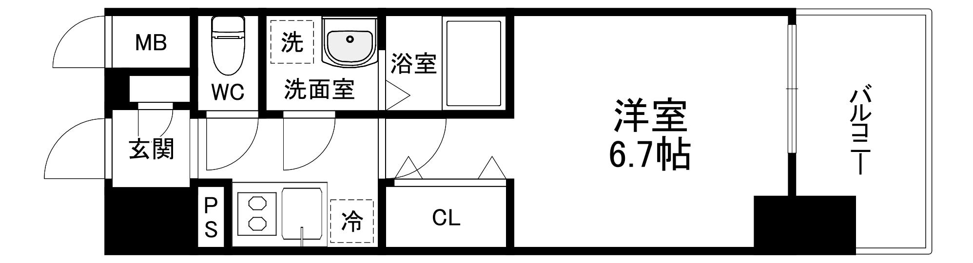 QUINTET NAMBA(1K/6階)の間取り写真