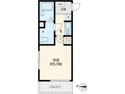 ダイレクト・メゾン高砂(1K/3階)の間取り写真