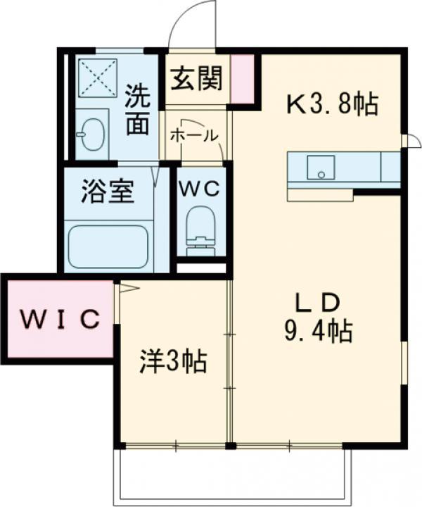 キラテックF12(1SK/3階)の間取り写真