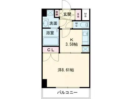 スペーシア高円寺Ⅰ(1K/2階)の間取り写真