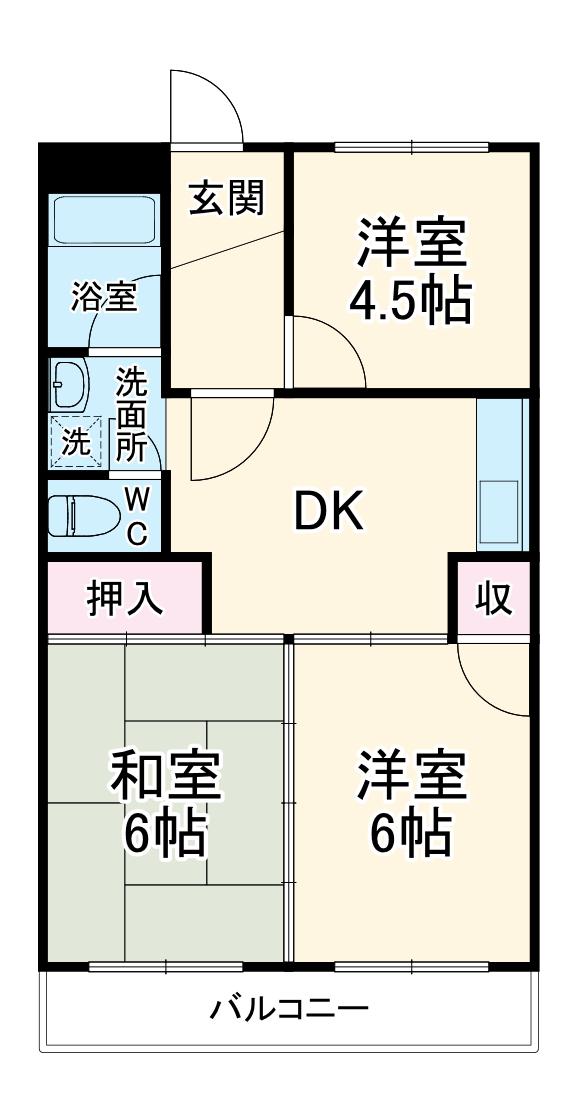 島田プラザ(3DK/1階)の間取り写真