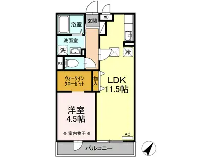 BLOSSOM GARDEN Ⅱ(1LDK/1階)の間取り写真