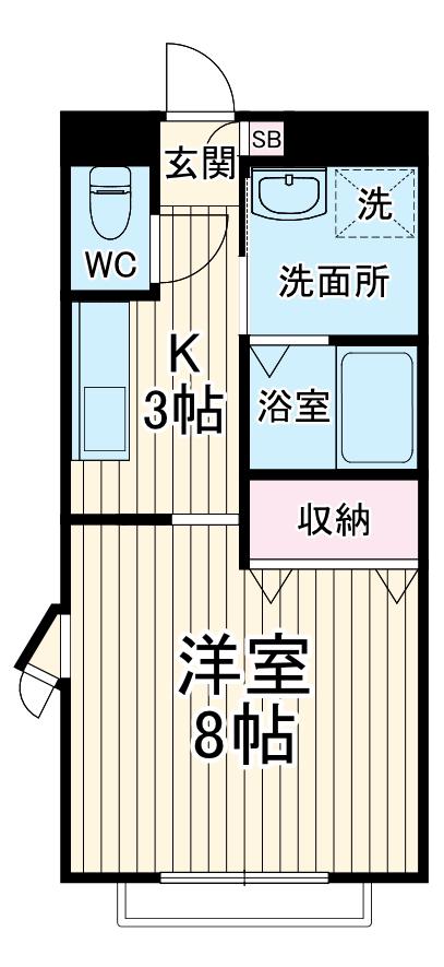 ラヴィエール(1K/1階)の間取り写真