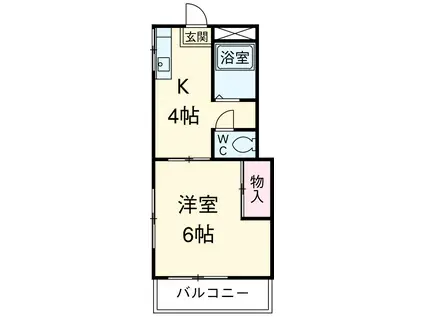 東ハイツ淵野辺(1DK/1階)の間取り写真