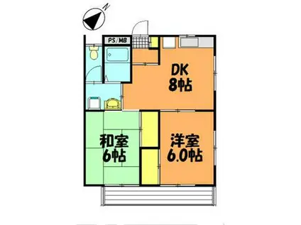 アルスK&T-Ⅱ(2DK/2階)の間取り写真