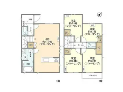 東武鉄道野田線 岩槻駅 徒歩8分 2階建 築4年(4LDK)の間取り写真
