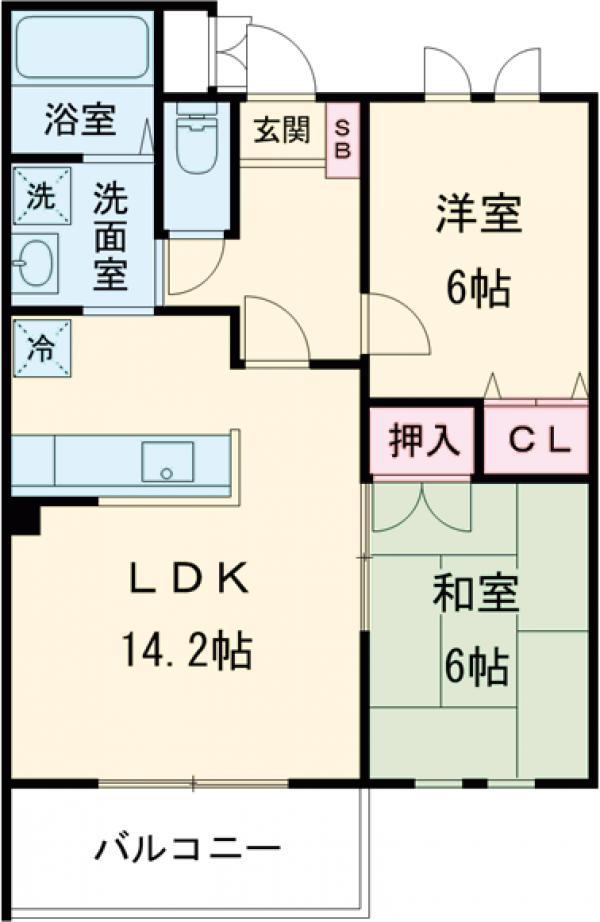 シルフィッド2(2LDK/1階)の間取り写真