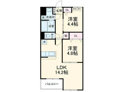 ルーチェ(2LDK/2階)の間取り写真