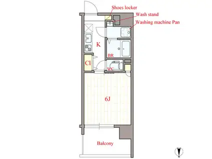 MMS-3(1K/8階)の間取り写真