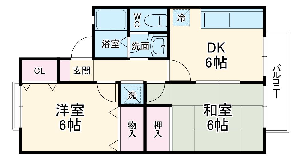 市ヶ尾森ビル壱番館A棟(2DK/1階)の間取り写真