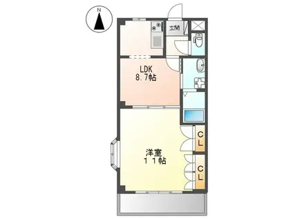 メゾン青樹Ⅱ(1LDK/2階)の間取り写真