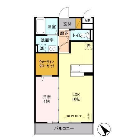 ソレイユ1(1LDK/3階)の間取り写真