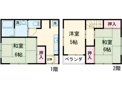東京都新宿線 瑞江駅 徒歩15分 2階建 築32年(3K)の間取り写真