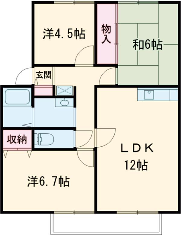 サンプレイスジョウナンE(3LDK/2階)の間取り写真