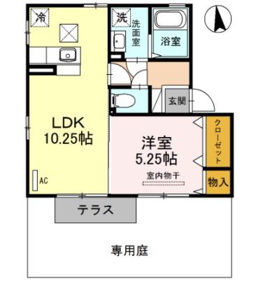 メゾンフラッシュⅡ(1LDK/2階)の間取り写真
