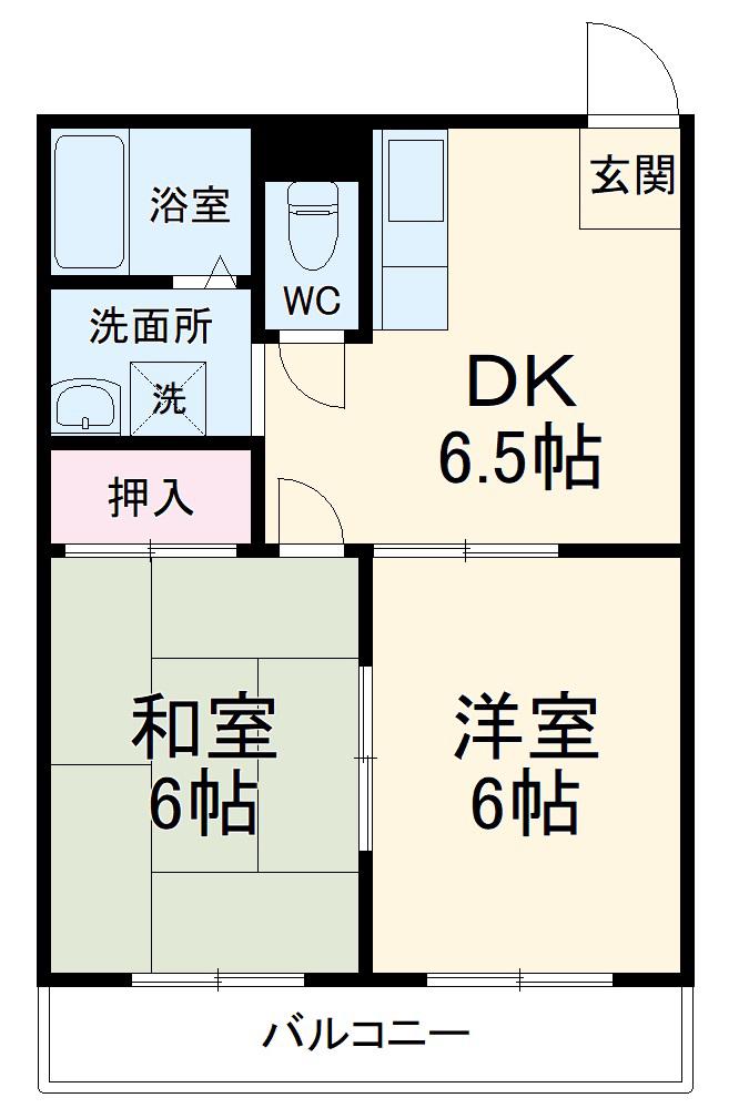 高橋コーポ(2DK/2階)の間取り写真