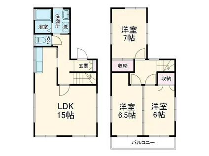 武蔵野線 東浦和駅 徒歩43分 2階建 築37年(3LDK)の間取り写真