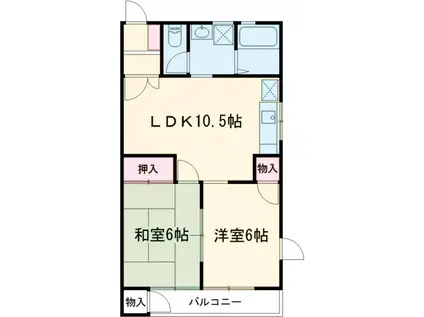 ブルーウィングみなみ A(2LDK/2階)の間取り写真