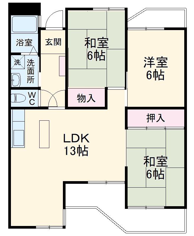 向島マンションA(3LDK/3階)の間取り写真