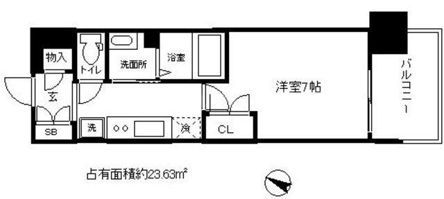 クレストコート靱公園(1K/14階)の間取り写真