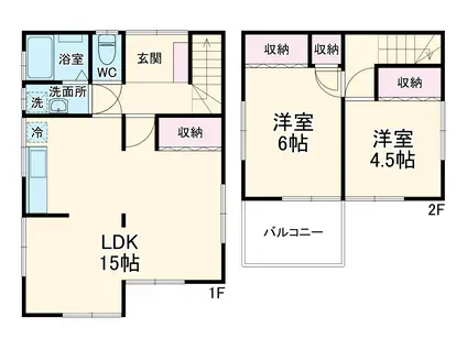 横須賀線 衣笠駅 バス乗車時間:16分 林四ツ角バス停で下車 徒歩10分 2階建 築48年(2LDK)の間取り写真
