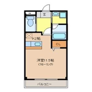 クライムドアⅡ(ワンルーム/3階)の間取り写真