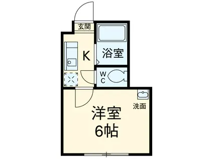ロッシェル共和3号棟(1K/2階)の間取り写真