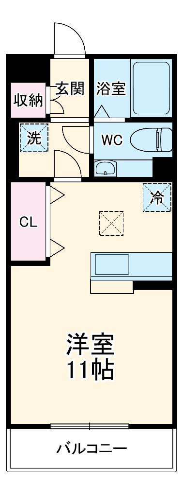 セーリング5 A(ワンルーム/1階)の間取り写真