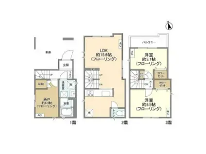 常磐線 北千住駅 徒歩11分 3階建 築3年(2SLDK)の間取り写真