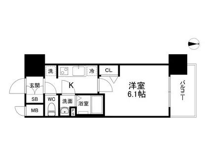 プレサンス大阪同心メゾヴィータ(1K/14階)の間取り写真