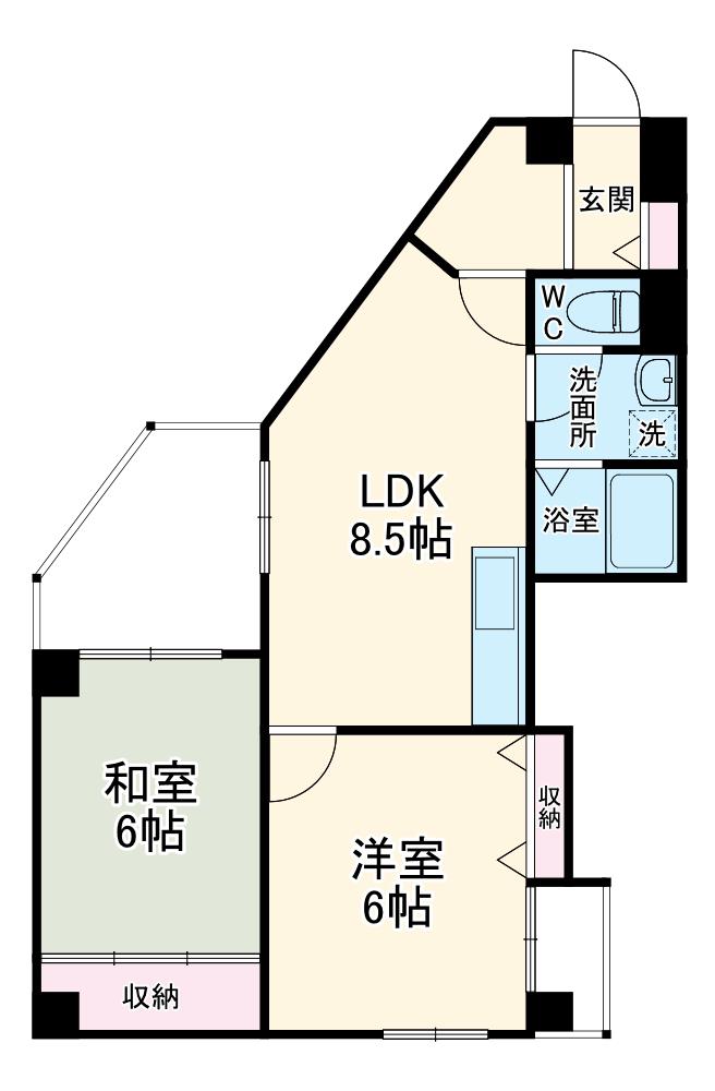 エドケンベルトピア豊中Ⅰ(2LDK/1階)の間取り写真