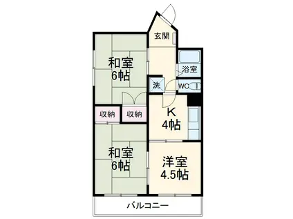 コシミズマンション(2LDK/2階)の間取り写真